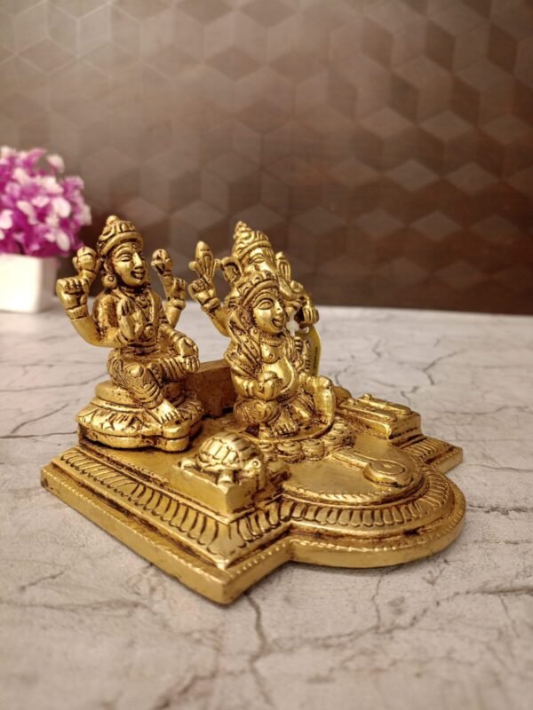 Buy Brass Lakshmi, Kuberar, Gnaesha With Tortoise Idol 3.5″ Antique Showroom Trichy - Image 3