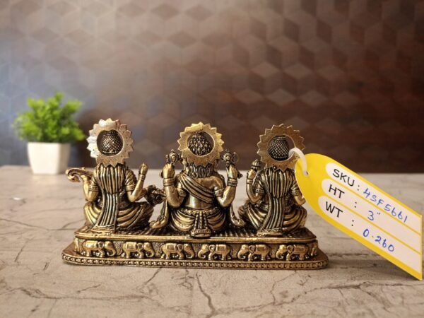 Buy Brass Lakshmi Saraswathi Ganesha Sitting On Rectangle Base 3″ Antique Showroom Trichy - Image 4