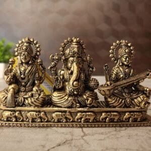 Buy Brass Lakshmi Saraswathi Ganesha Sitting On Rectangle Base 3″ Antique Showroom Trichy