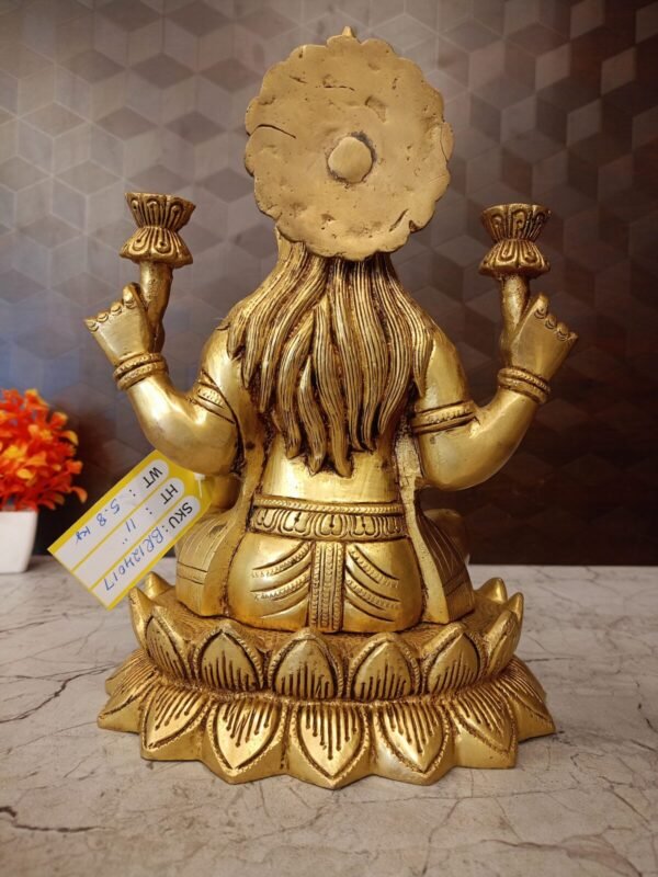 Buy Brass Lakshmi Sitting On Lotus Base 11″ Antique Showroom Trichy - Image 4