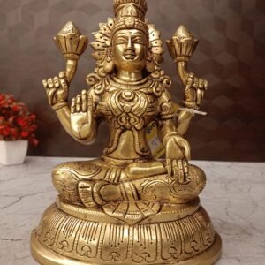 Buy Brass Lakshmi Statue For Pooja / Attracting Wealth and Financial Prosperity 9.5″ Antique Showroom Trichy