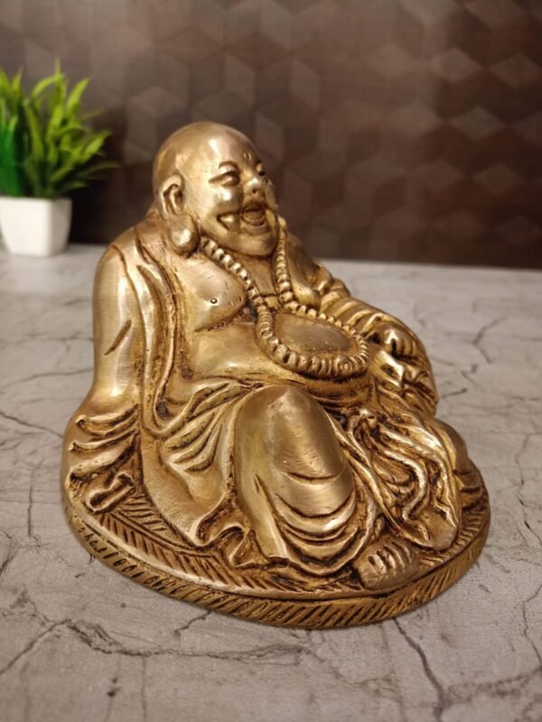 Buy Brass Laughing Buddha Statue- 4.5″ Antique Showroom Trichy - Image 3
