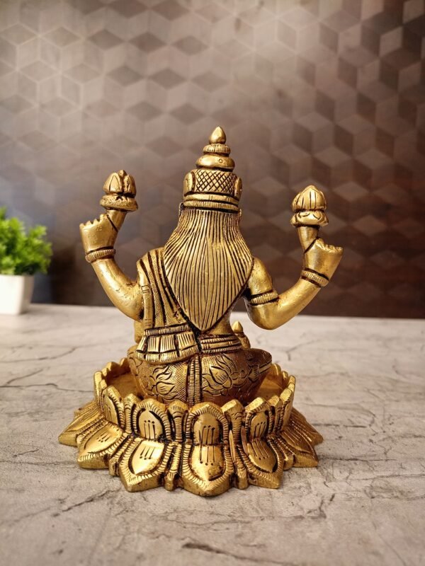 Buy Brass Mahalakshmi On Lotus Idol- 5.5″ Antique Showroom Trichy - Image 2