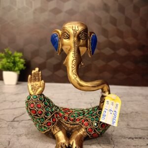 Buy Brass Modern Ganesha Stonework Statue-6″ Antique Showroom Trichy