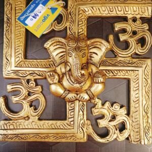 Buy Brass OM Swasthik Ganesha Wall Mount | OM Swasthik Ganesha Wall Hanging Idol 8.5” Antique Showroom Trichy