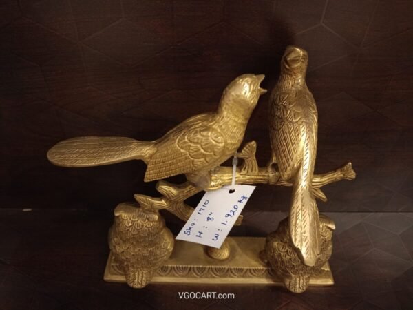 Buy Brass Owls & Birds on Tree Home Decor Showpiece 8.5″ Antique Showroom Trichy - Image 4