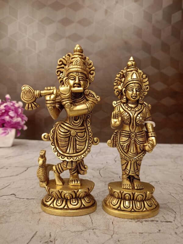 Buy Brass Radha Krishna Pair Idol For Wedding Gifts 7″ Antique Showroom Trichy