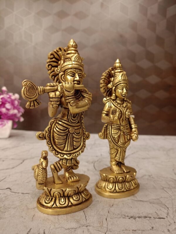 Buy Brass Radha Krishna Pair Idol For Wedding Gifts 7″ Antique Showroom Trichy - Image 2