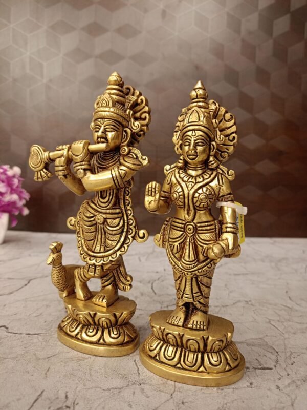 Buy Brass Radha Krishna Pair Idol For Wedding Gifts 7″ Antique Showroom Trichy - Image 4