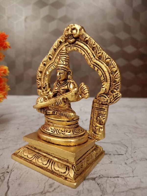 Buy Brass Saraswathi Statue 5.5″ Antique Showroom Trichy - Image 4
