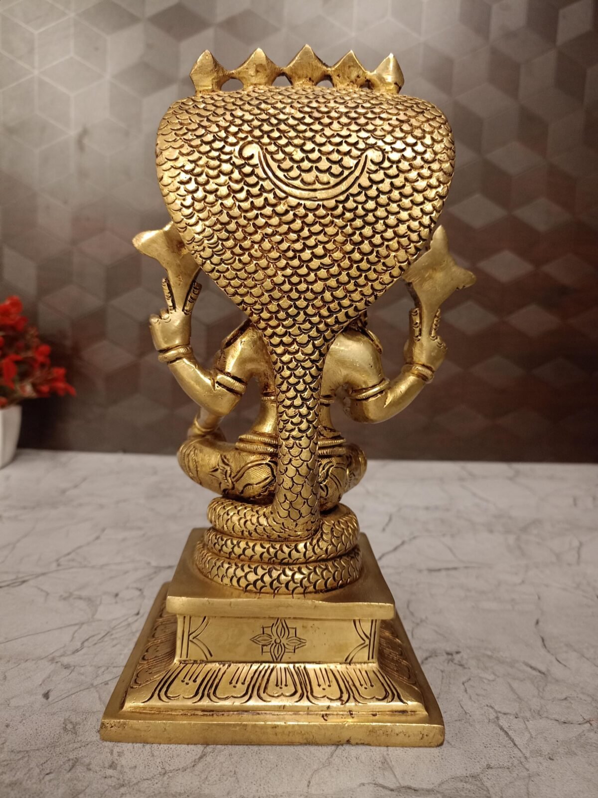 Buy Brass Sitting Lord Vishnu With Snake Idol- 9.5″ Antique Showroom Trichy - Image 2