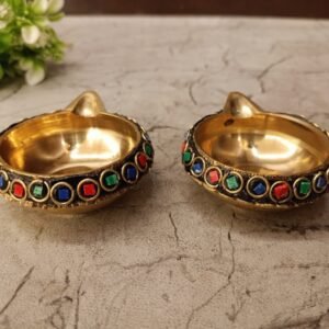 Buy Brass Stone Agal Diya For Pooja 1″ Antique Showroom Trichy