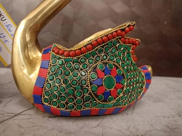 Buy Brass Stone Swan Pair Statue 12.5″ Antique Showroom Trichy - Image 6
