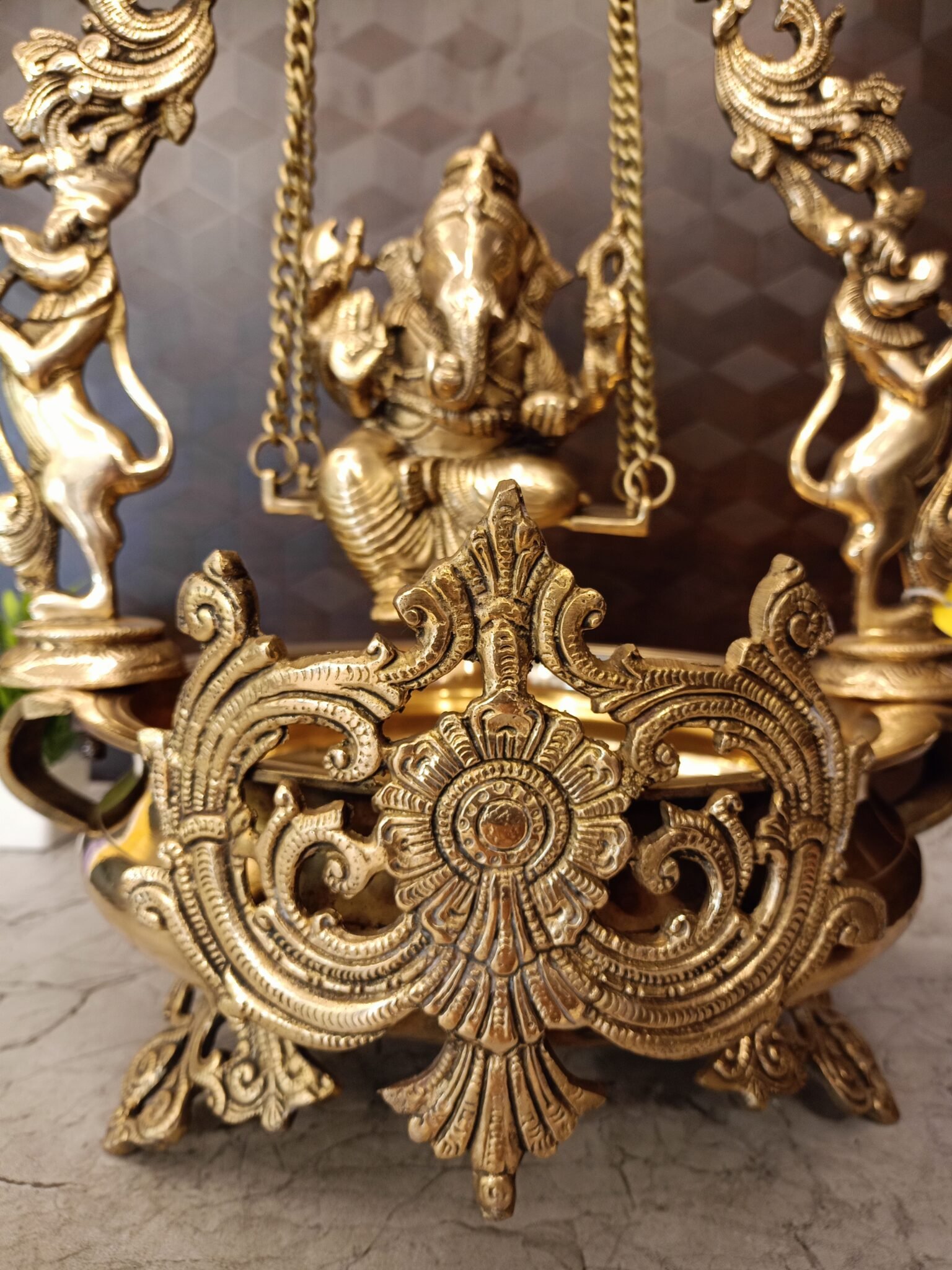 Buy Brass Swing Ganesha Uruli- 21″ Antique Showroom Trichy - Image 3