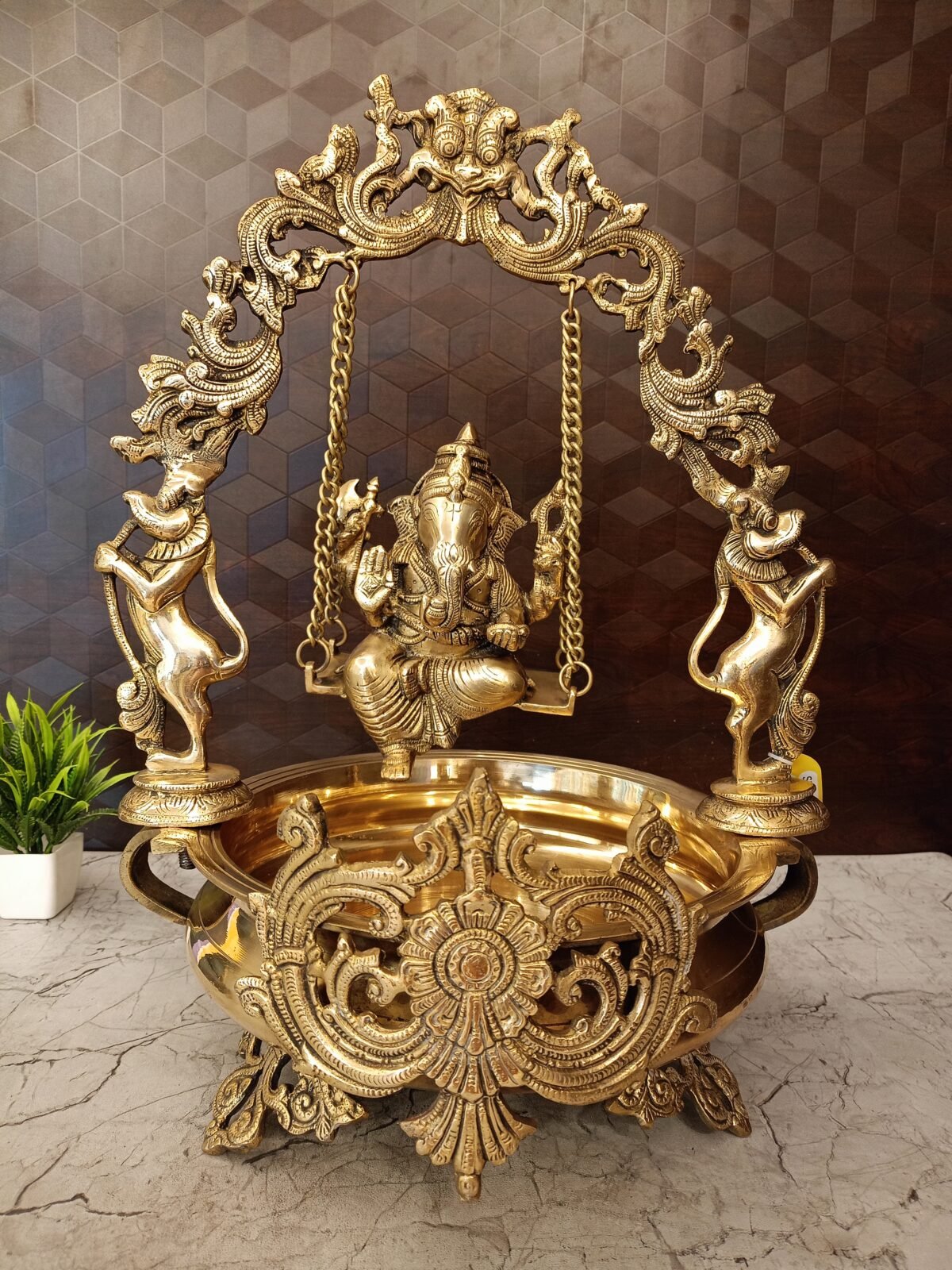 Buy Brass Swing Ganesha Uruli- 21″ Antique Showroom Trichy