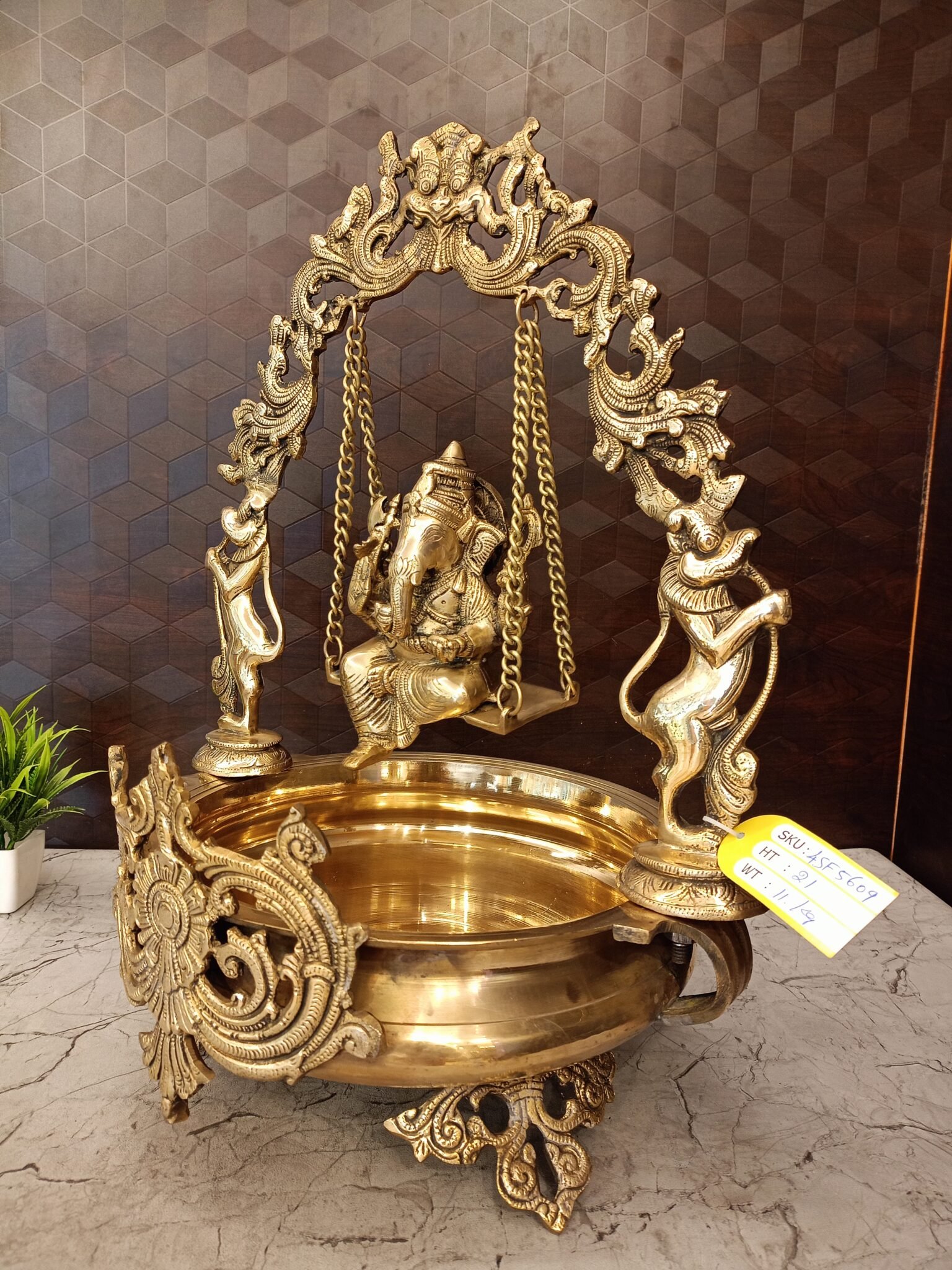 Buy Brass Swing Ganesha Uruli- 21″ Antique Showroom Trichy - Image 5