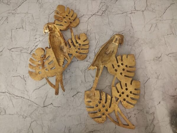 Buy Brass golden parrot with leaves wall decor Antique Showroom Trichy - Image 2