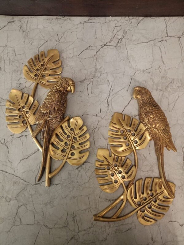 Buy Brass golden parrot with leaves wall decor Antique Showroom Trichy