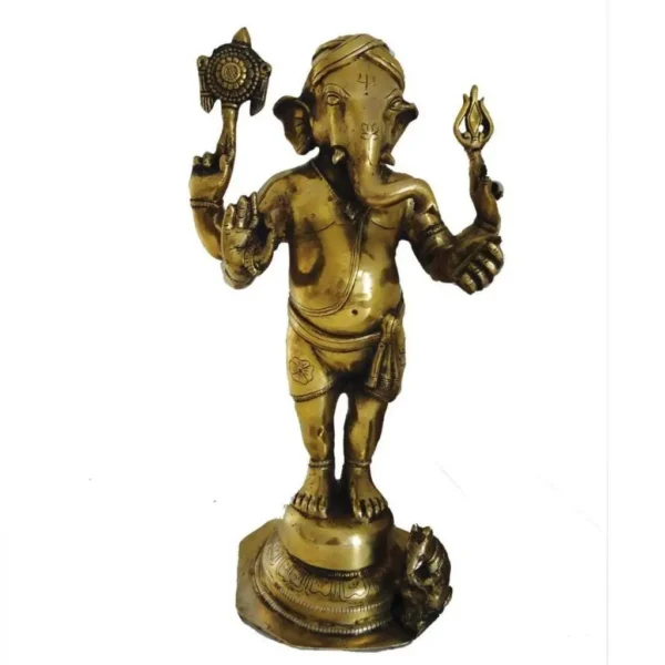 Buy Lord Ganesha Brass Statue With Mouse 15" Antique Showroom Trichy