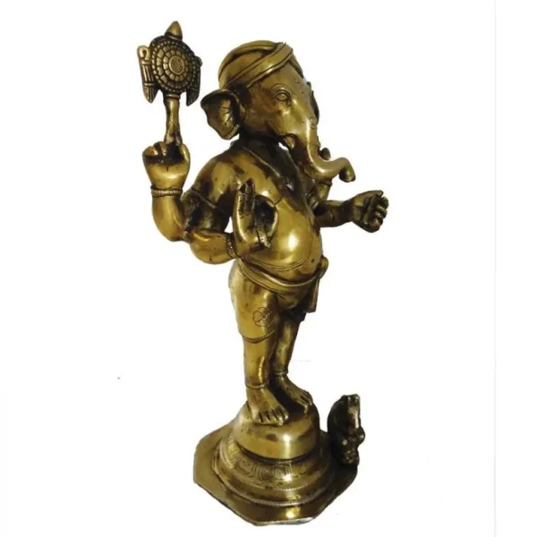 Buy Lord Ganesha Brass Statue With Mouse 15" Antique Showroom Trichy - Image 4