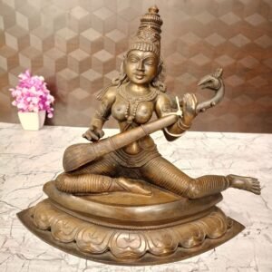 Panchaloha Saraswati Idol For Pooja 10.2″ Antique Showroom Trichy