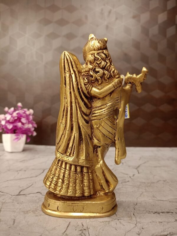 Brass Designer Antique Finish Radha Krishna Pair Idol- 8″ - Image 4