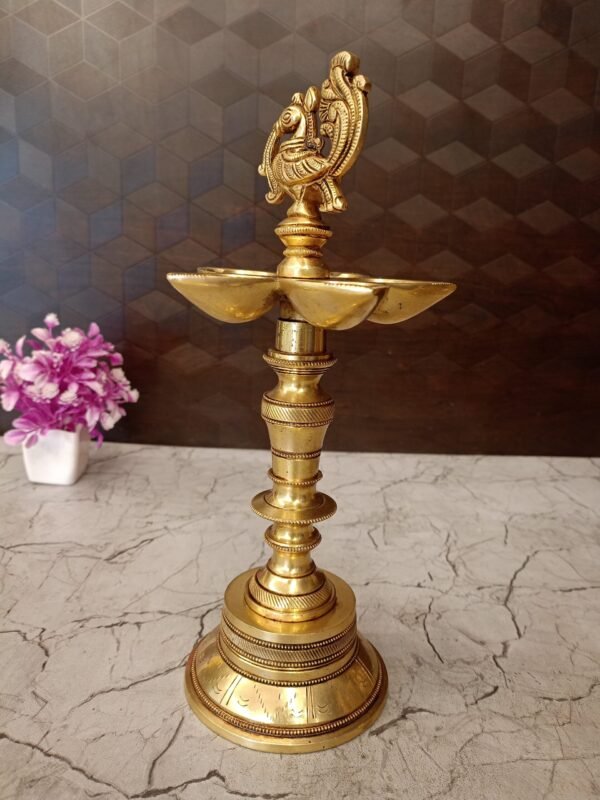 Buy Brass Annam Five Face Kuthu Vilakku For Pooja 11″ Antique Showroom Trichy - Image 3