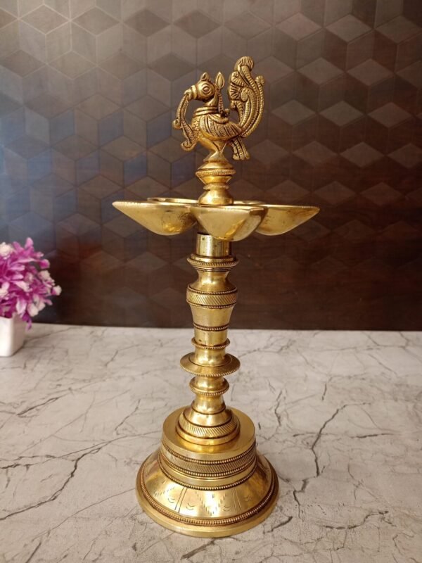 Buy Brass Annam Five Face Kuthu Vilakku For Pooja 11″ Antique Showroom Trichy - Image 4
