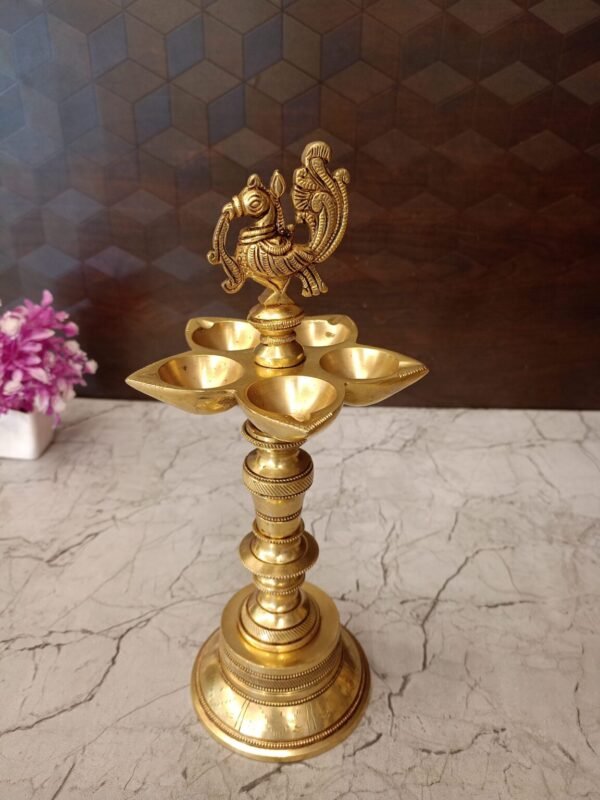 Buy Brass Annam Five Face Kuthu Vilakku For Pooja 11″ Antique Showroom Trichy