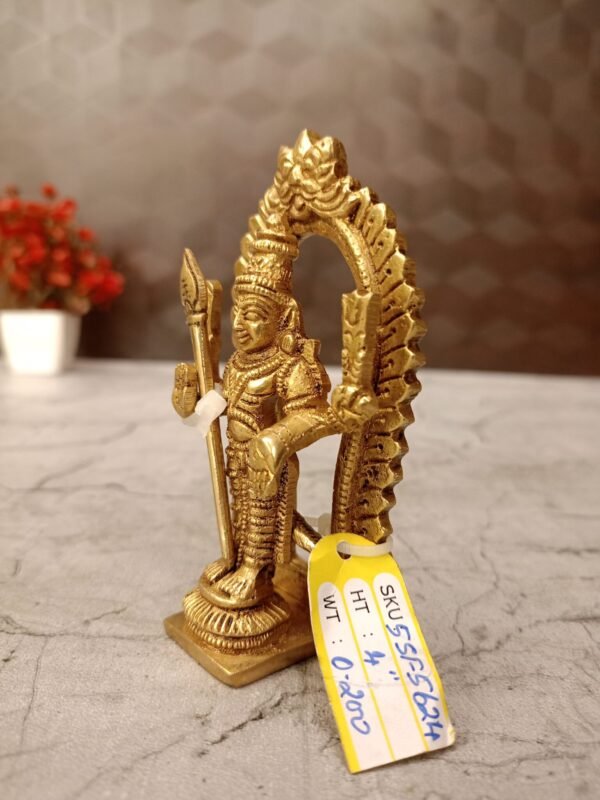 Buy Brass Arch Murugan Statue 4″ Handicrafts & Antique Finish Showroom Trichy - Image 3