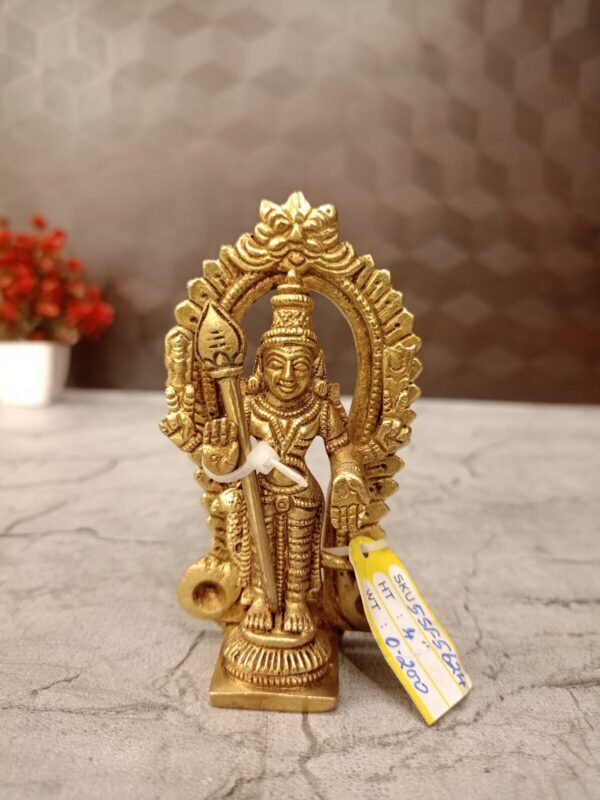 Buy Brass Arch Murugan Statue 4″ Handicrafts & Antique Finish Showroom Trichy - Image 4