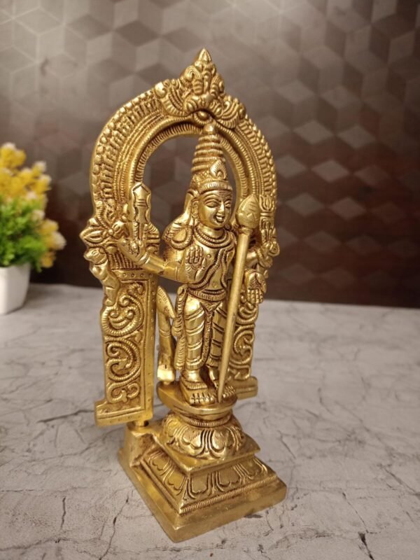 Buy Brass Arch Murugan Well Designed For Pooja & Office, Handicraft Golden Antique Finish 7.5″ Showroom Trichy - Image 3
