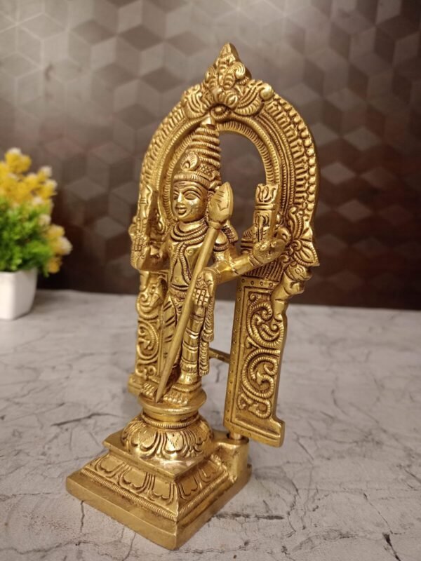 Buy Brass Arch Murugan Well Designed For Pooja & Office, Handicraft Golden Antique Finish 7.5″ Showroom Trichy - Image 4