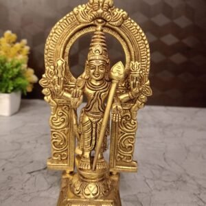 Buy Brass Arch Murugan Well Designed For Pooja & Office, Handicraft Golden Antique Finish 7.5″ Showroom Trichy