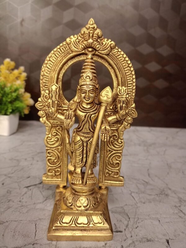 Buy Brass Arch Murugan Well Designed For Pooja & Office, Handicraft Golden Antique Finish 7.5″ Showroom Trichy