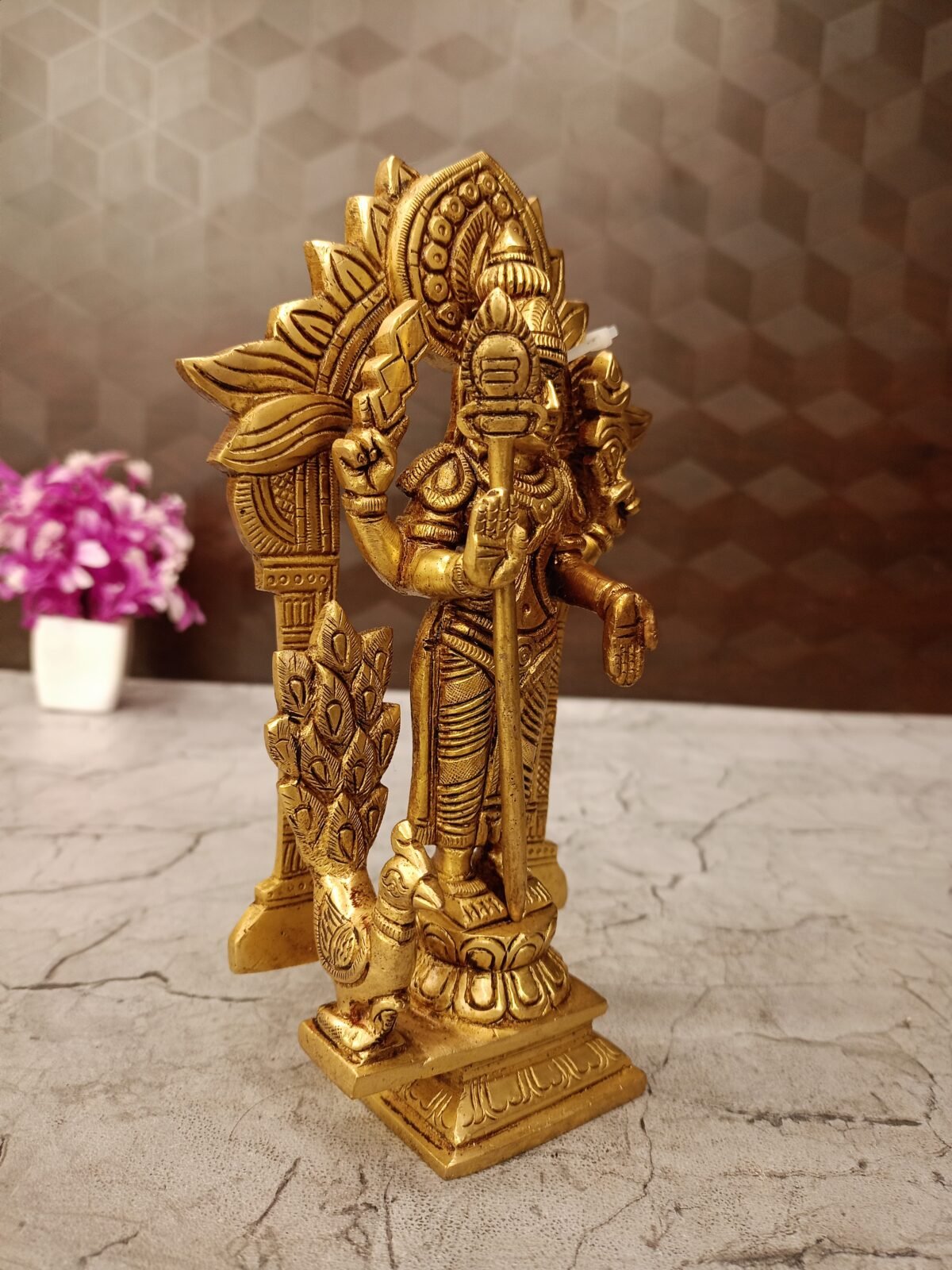 Buy Brass Designer Arch Murugan Statue 8″ Antique Showroom Trichy - Image 5