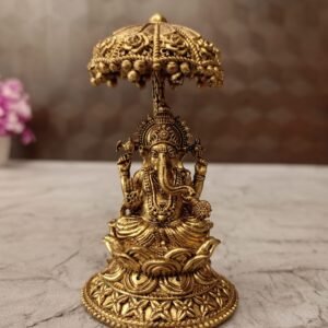 Buy Brass Fine art Ganesh with an Umbrella 4″ Antique Showroom Trichy