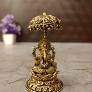 Buy Brass Fine art Lotus Ganesha with an Umberalla 2.5″ Antique Showroom Trichy