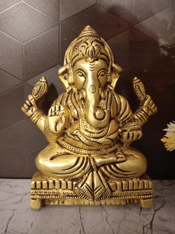 Buy Brass Ganesha Statue Wall Mount 6″ Antique Showroom Trichy - Image 2