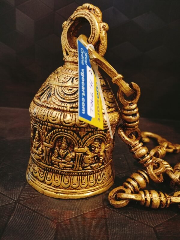 Buy Brass Ganesha Well Designed Bell | Lord Ganesha Design Pure Brass Bell 27” Antique Showroom Trichy - Image 3