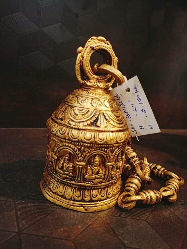 Buy Brass Ganesha Well Designed Bell | Lord Ganesha Design Pure Brass Bell 27” Antique Showroom Trichy