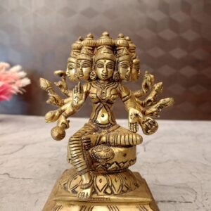 Buy Brass Goddess Gayatri Statue | Pure Brass Gayatri Devi Sitting Idol Antique Showroom Trichy