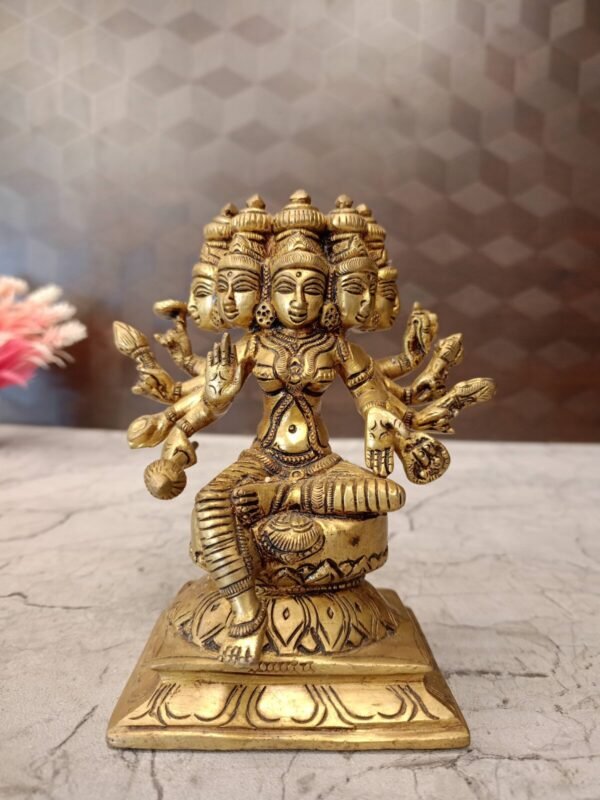 Buy Brass Goddess Gayatri Statue | Pure Brass Gayatri Devi Sitting Idol Antique Showroom Trichy