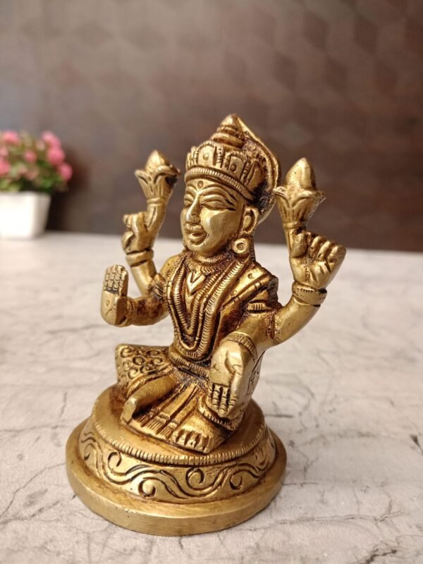 Buy Brass Lakshmi Statue 4″ Antique Showroom Trichy - Image 2