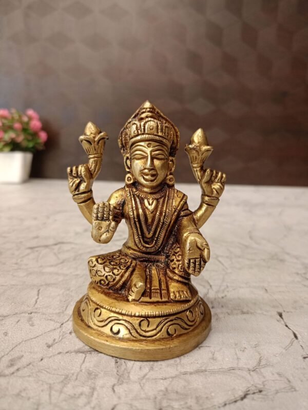 Buy Brass Lakshmi Statue 4″ Antique Showroom Trichy