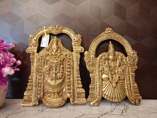 Buy Brass Lord Balaji and Padmavathithayar Wall Mount 8″ Antique Showroom Trichy - Image 2