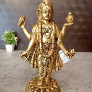 Buy Brass Lord Dhanvantri On Lotus Circle Base Statue | Dhanvantri Pure Brass Idol Antique Showroom Trichy