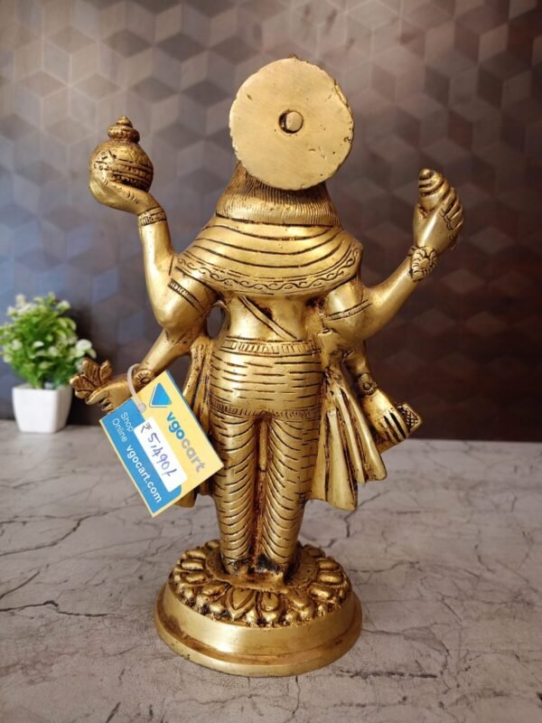 Buy Brass Lord Dhanvantri On Lotus Circle Base Statue | Dhanvantri Pure Brass Idol Antique Showroom Trichy - Image 2