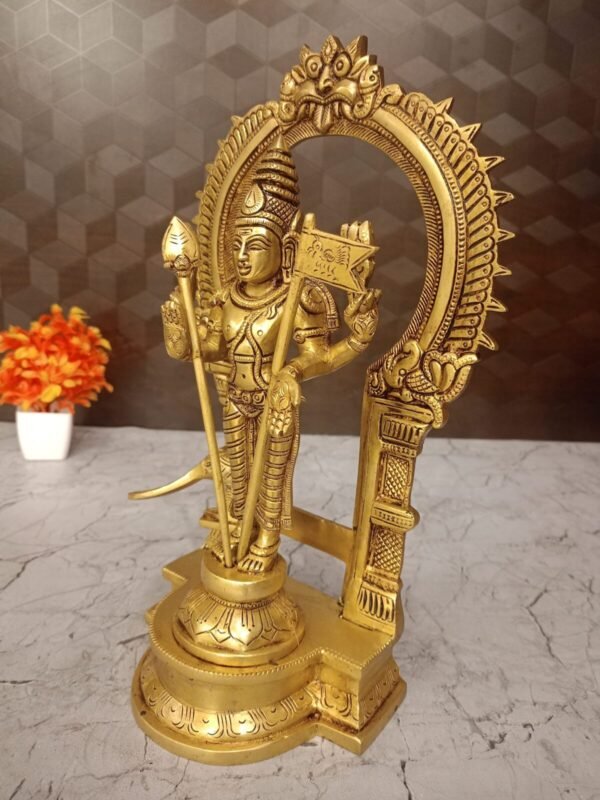 Buy Brass Murugan Idol with Well Desgined with Thiruvachi | Brass Thiruchendur Murugan Antique Showroom Trichy - Image 3