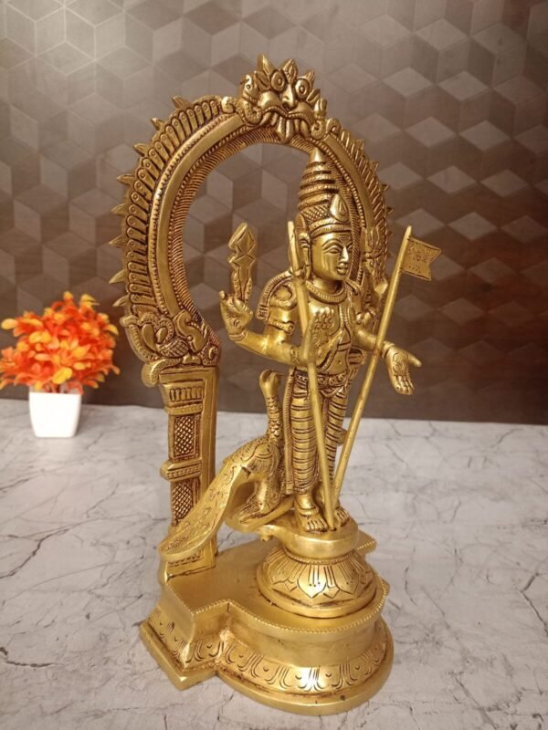 Buy Brass Murugan Idol with Well Desgined with Thiruvachi | Brass Thiruchendur Murugan Antique Showroom Trichy - Image 4